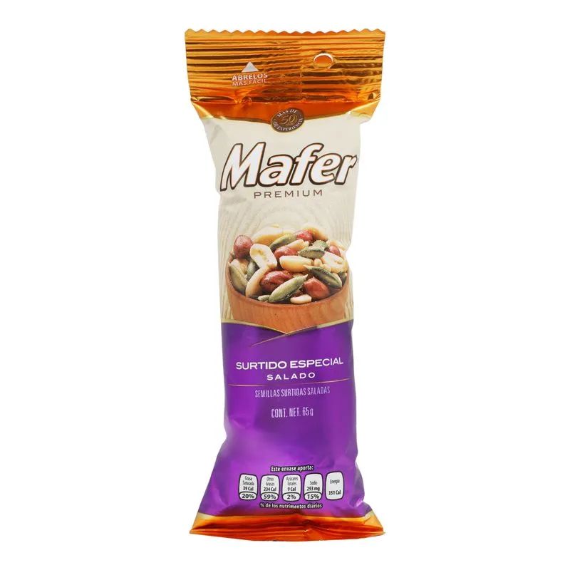 Cacahuate Surtido Especial Salado Mafer 65 Gr.