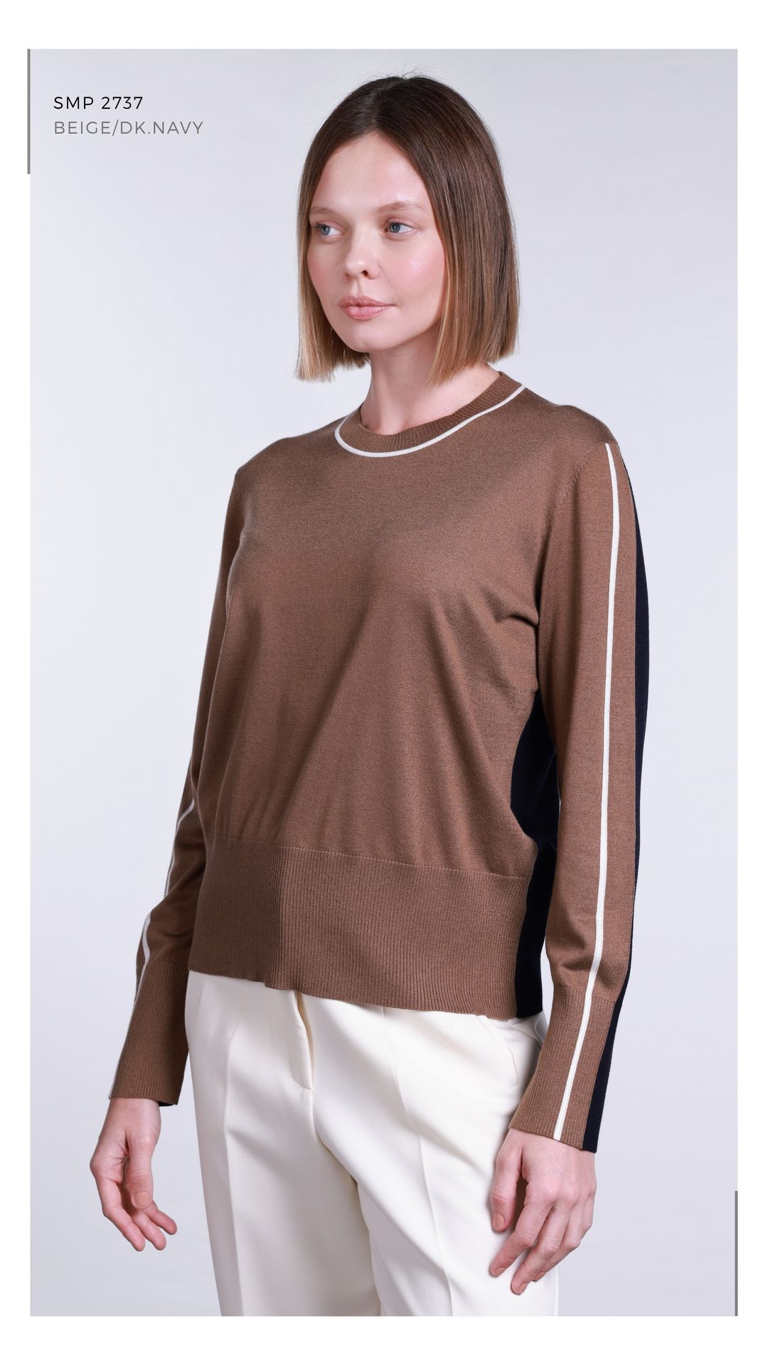 SMP2737 - BEIGE/DK.NAVY