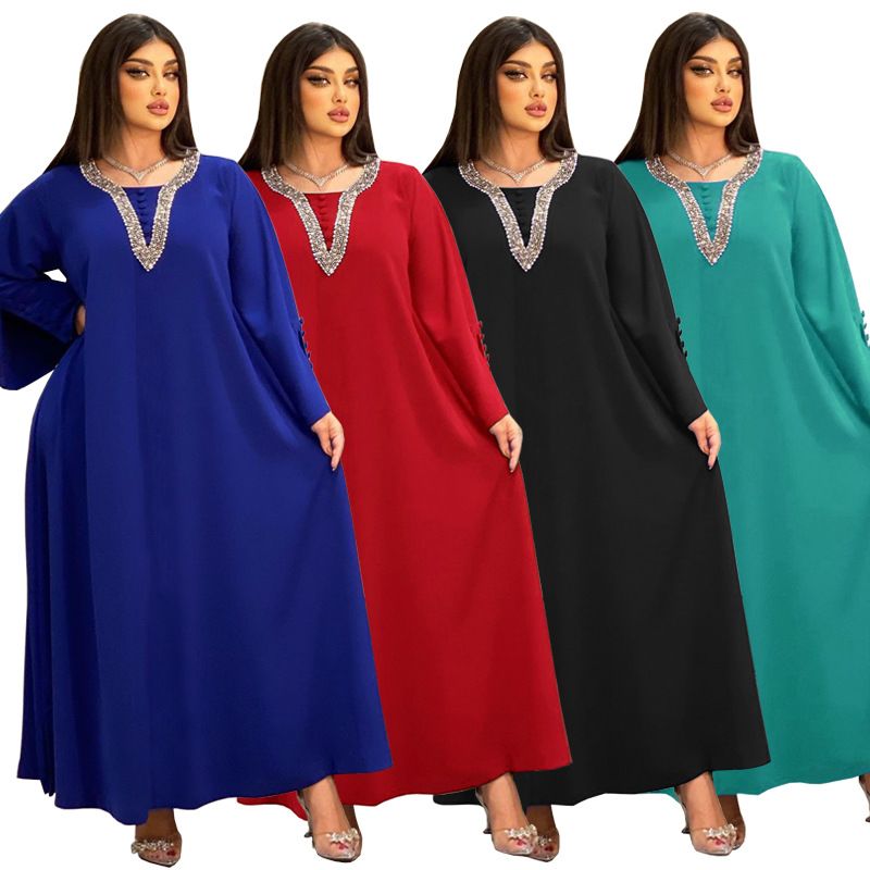 Women's dress with beads and diamonds