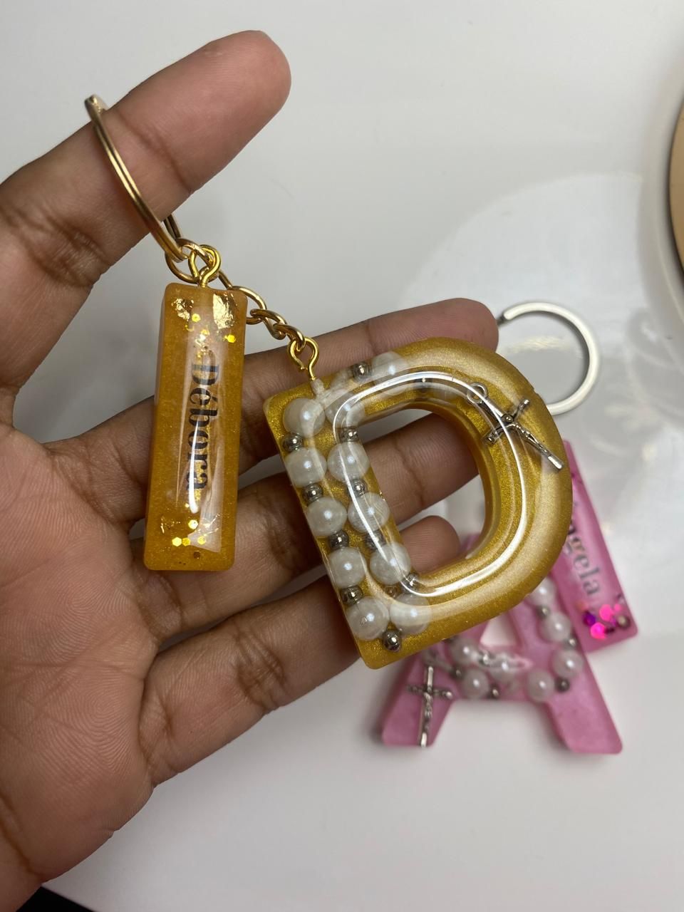 Chaveiro c/ mini terço e nome