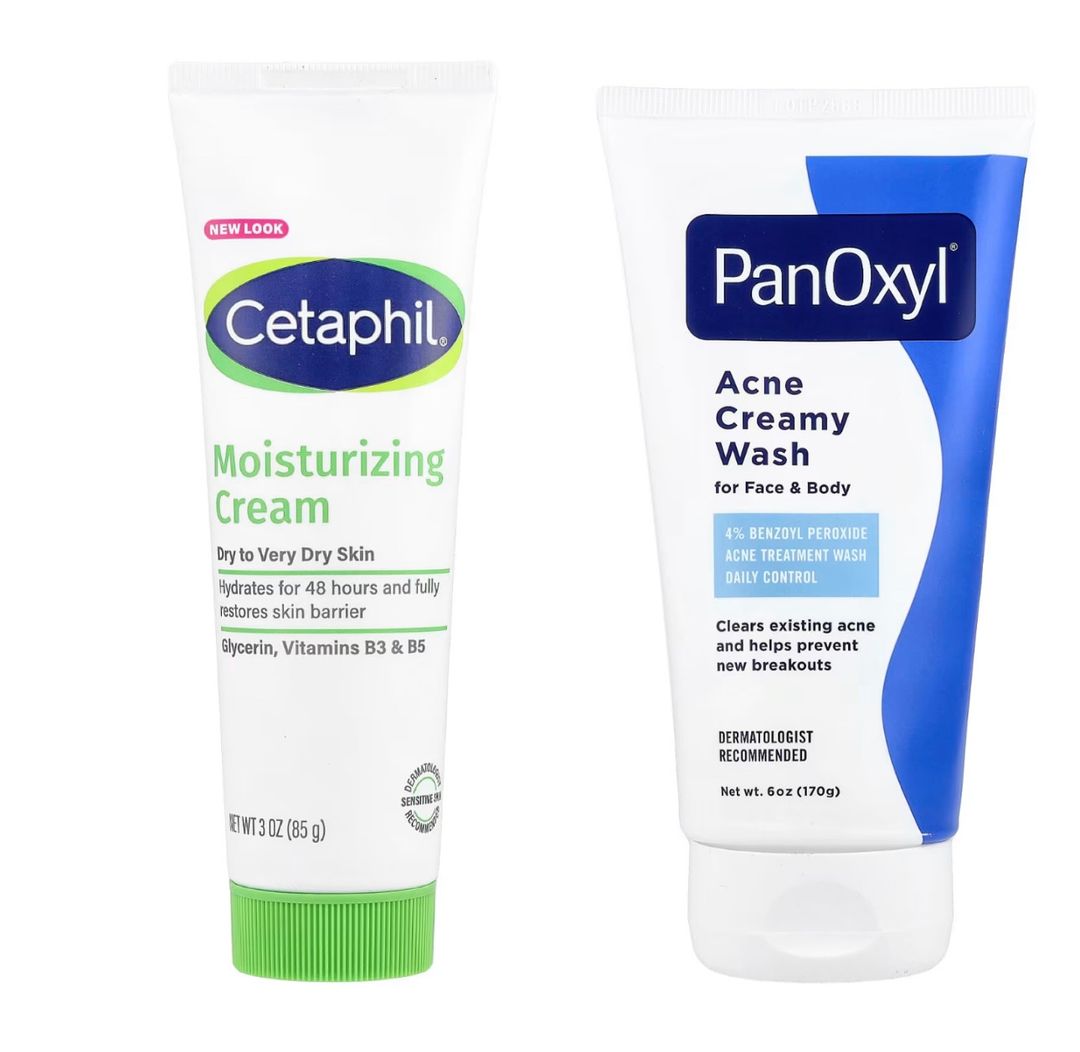 Cetaphil Moisturizing Cream & PanOxyl Foaming wash