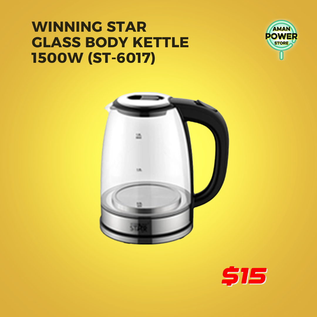 WINNING STAR GLASS BODY KETTLE 1500W (ST-6017)