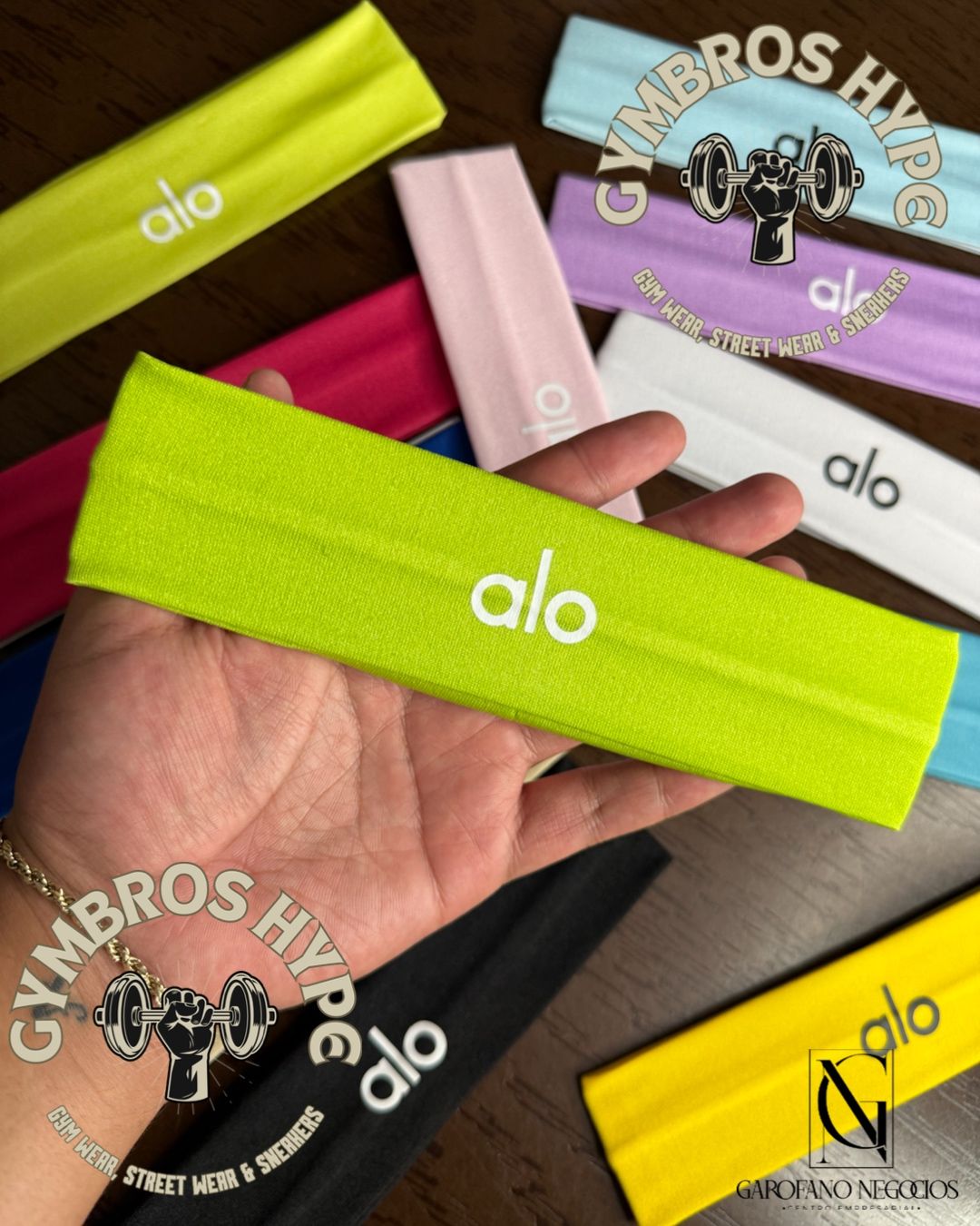 Head band Alo green/white