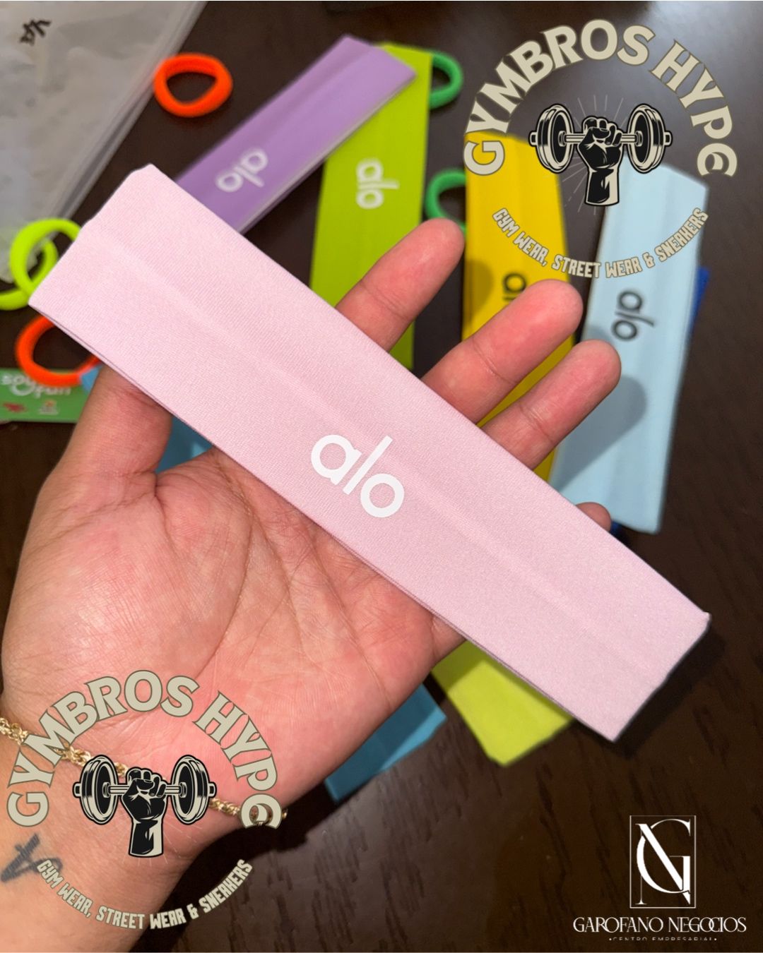 Head band Alo pink/white