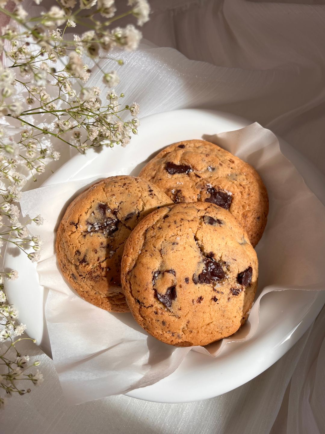 Dark Chocolate Chip Cookies with Sea Salt