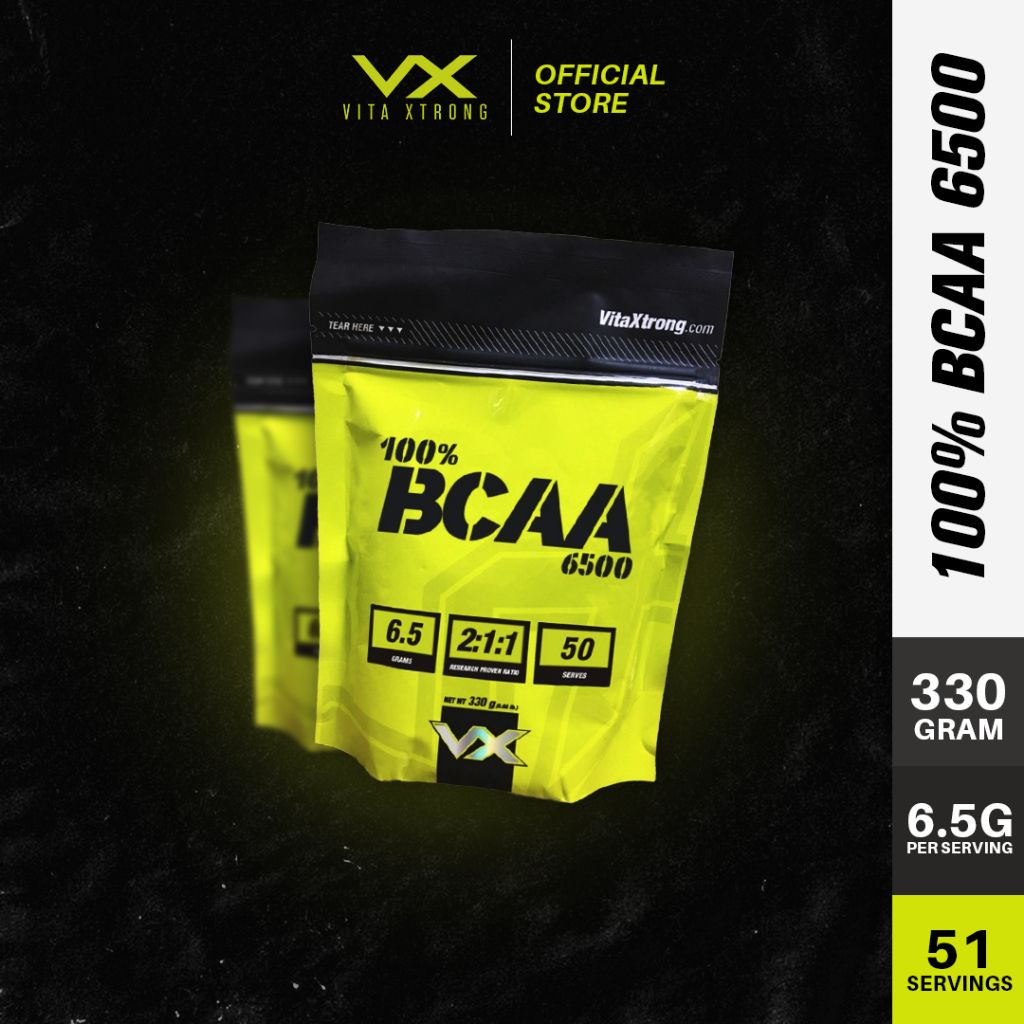 VITAXTRONG 100% BCAA 6500 – 330g (50 Servings) | Muscle Recovery & Energy | 2:1:1 Ratio