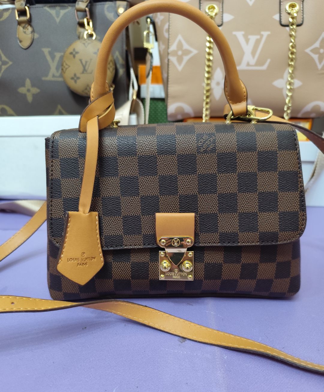 Bolsos LV, estampado cuadritos marrón 