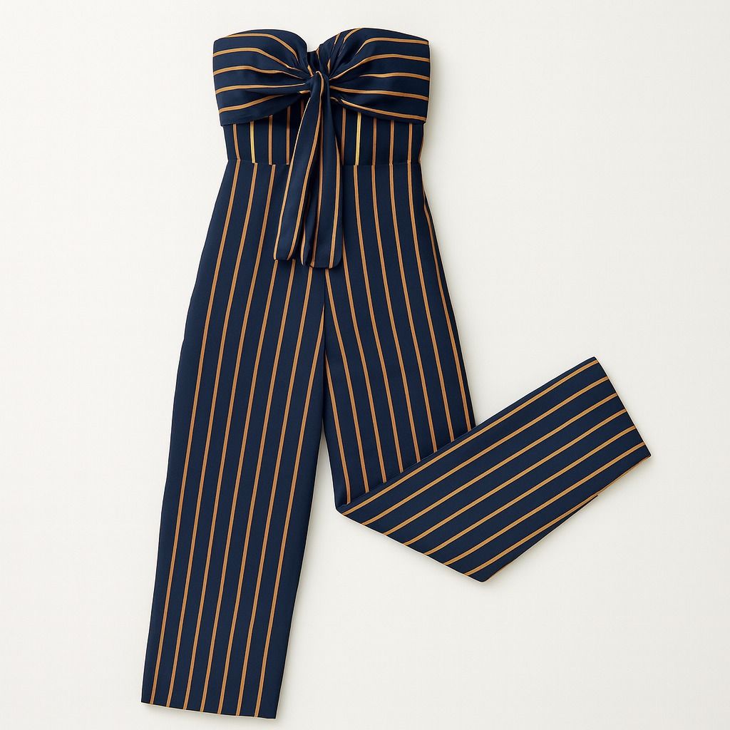 Enterizo strapless a rayas con lazo frontal - Size S