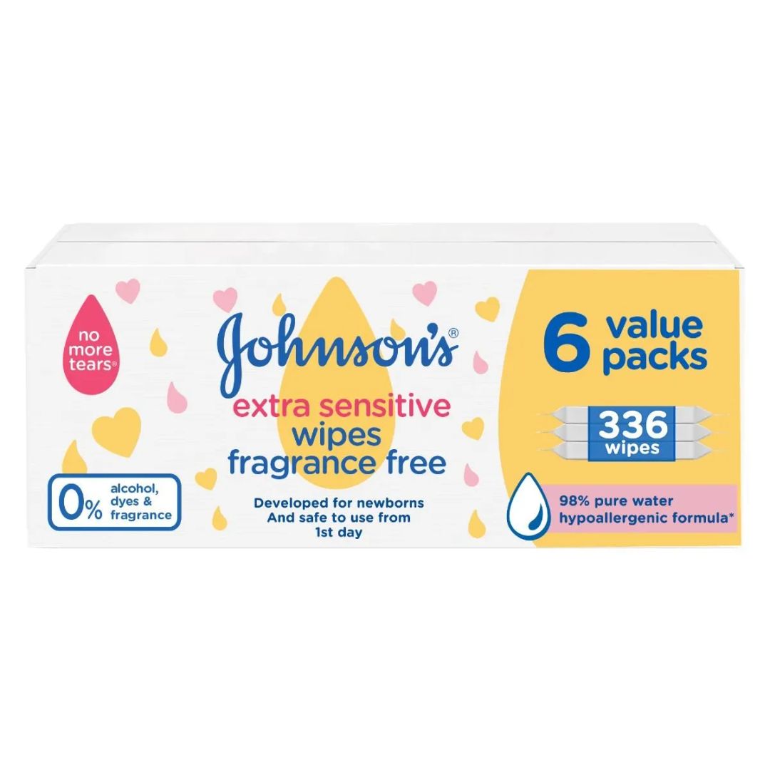 Johnson's Baby Wipes Extra Sensitive 6 Value Pack (336 Wipes)