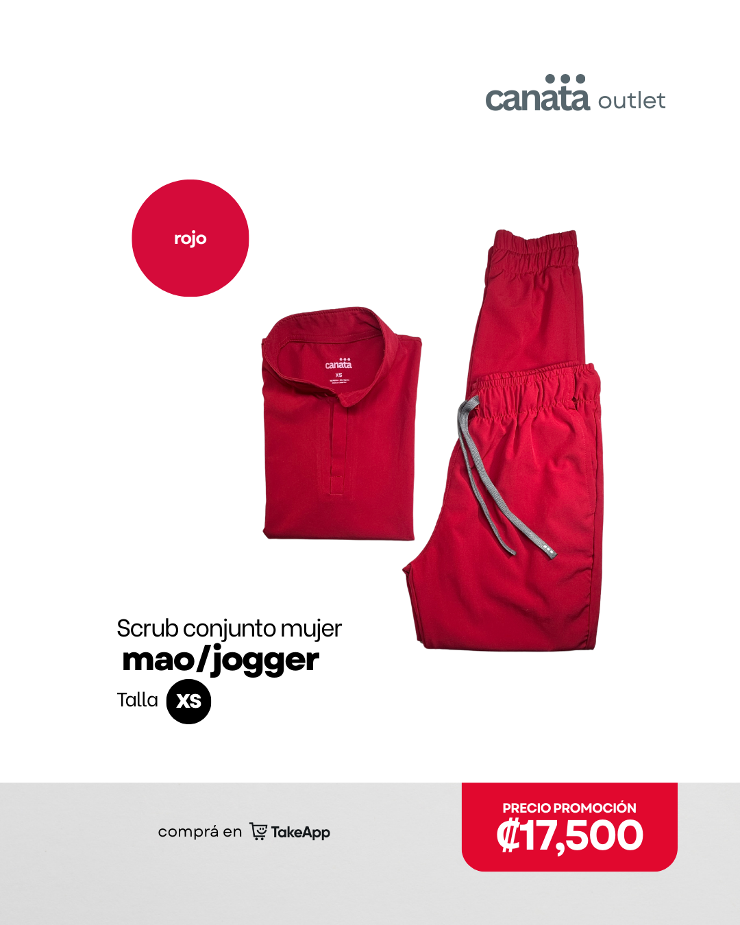 Scrub mujer Mao/Jogger- Rojo - Talla XS
