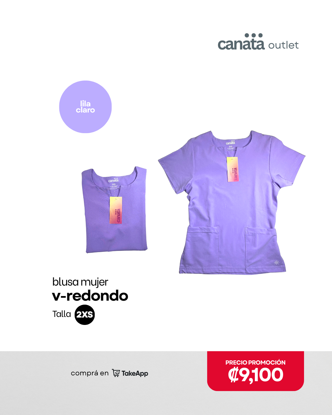 Blusa mujer V-Redondo - Lila claro - Talla 2XS
