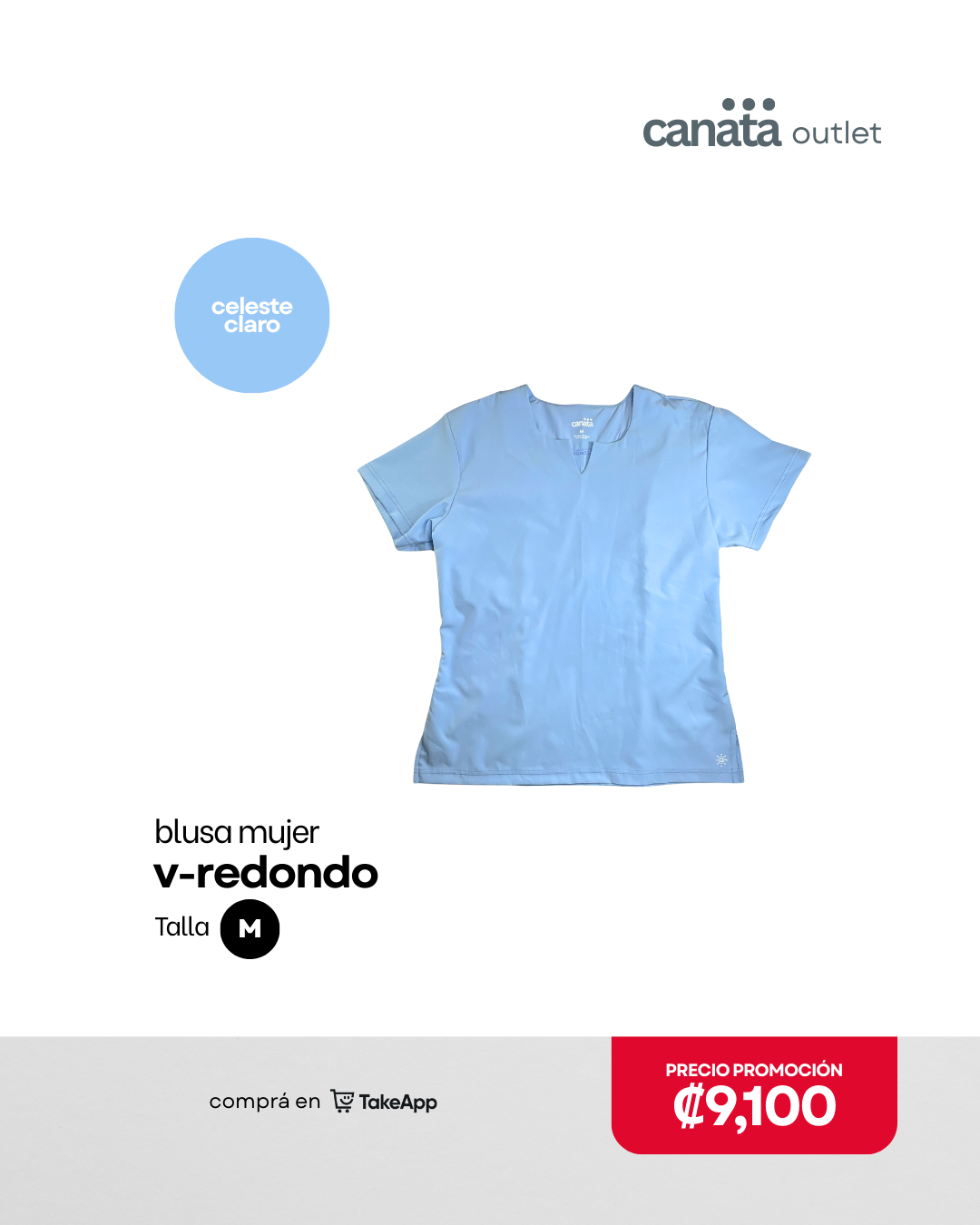 Blusa mujer V-Redondo - Celeste claro - Talla M