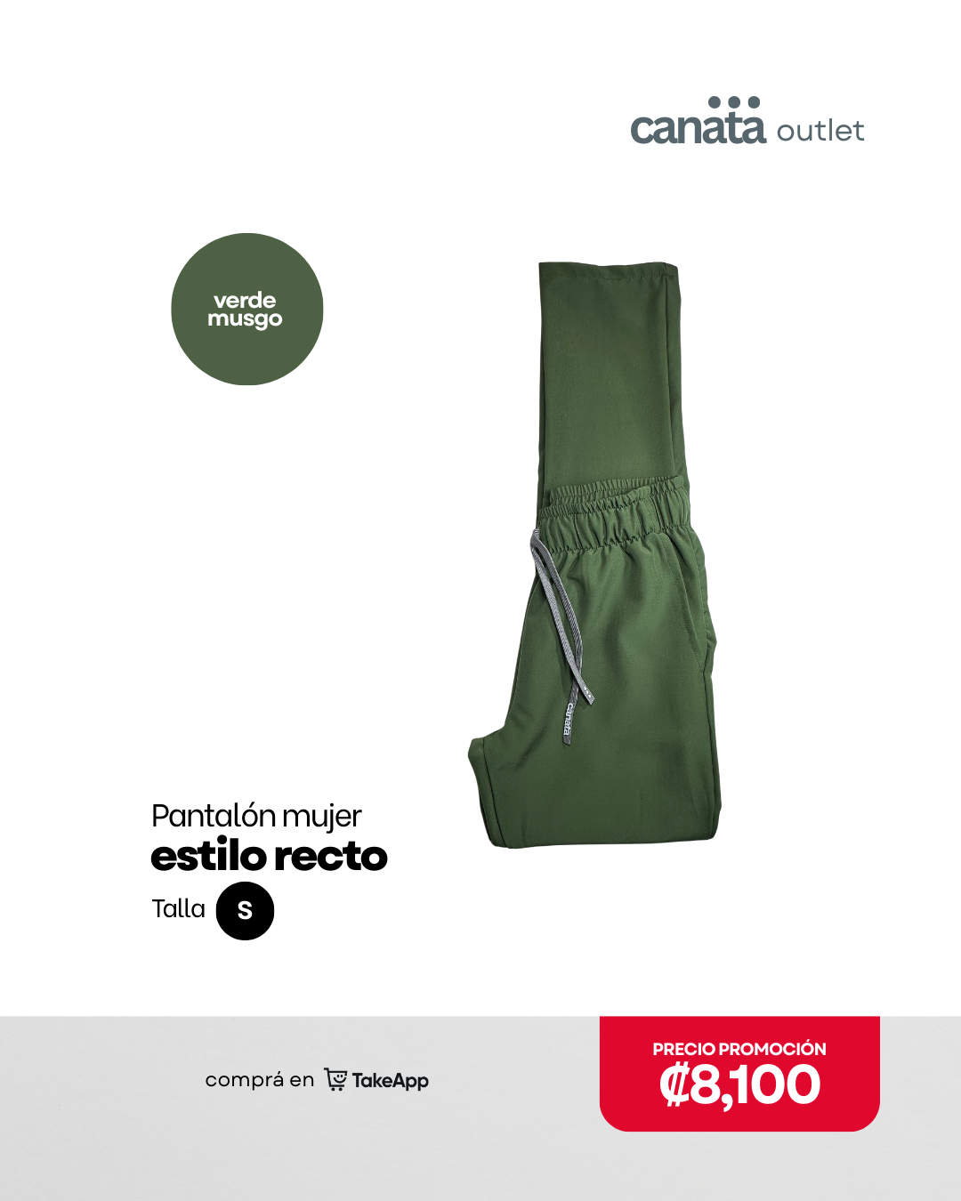 Pantalón mujer Recto - Verde musgo - Talla S