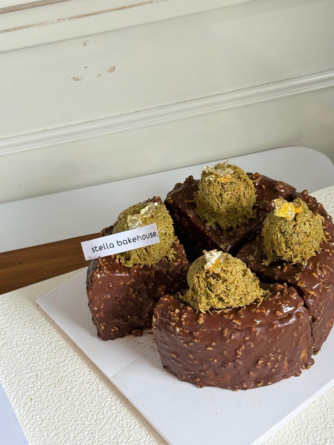Pistachio Kunafa Basque Cheesecake