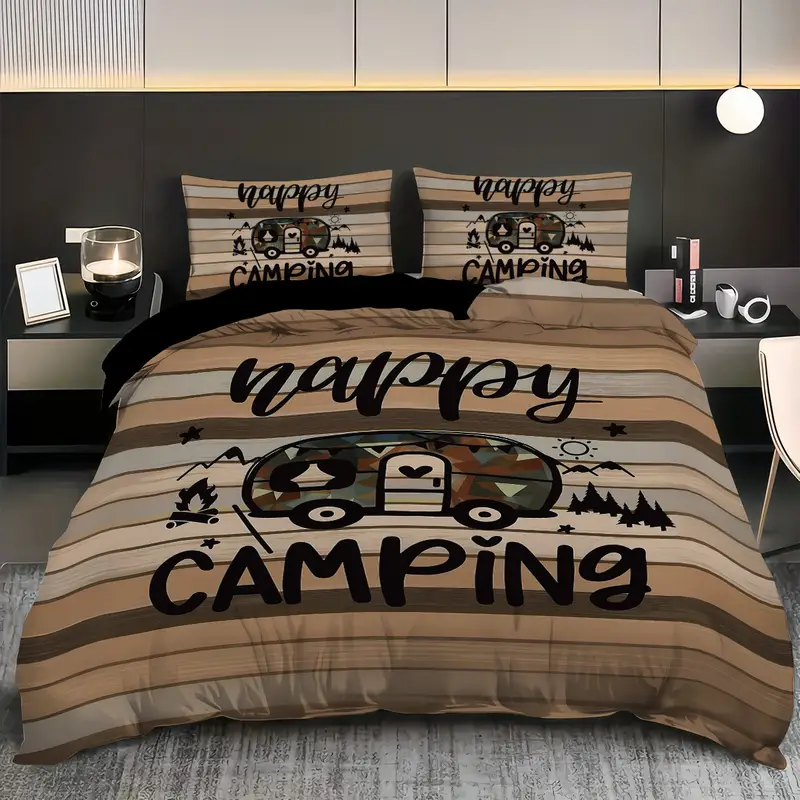 Happy Camping Pattern Printed Bedding Set
