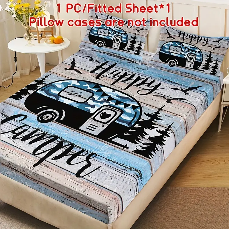 Camping Car-Themed Fitted Sheet 