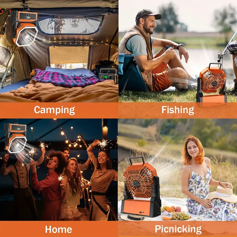 Camping Fan with LED Lantern Light
