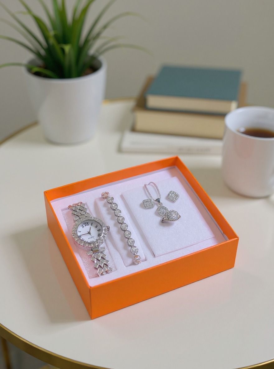 Complet montre & bijoux argent + coffret 