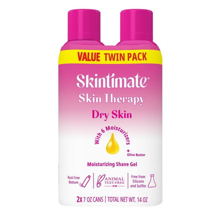 Skintimate Dry Skin Women’s Shave Gel, Fresh Scent, Moisturizing Shaving Cream Twin Pack, 7 oz Each