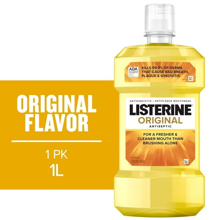 Listerine Original Antiseptic Mouthwash for Bad Breath & Plaque Oral Care, 1 L
