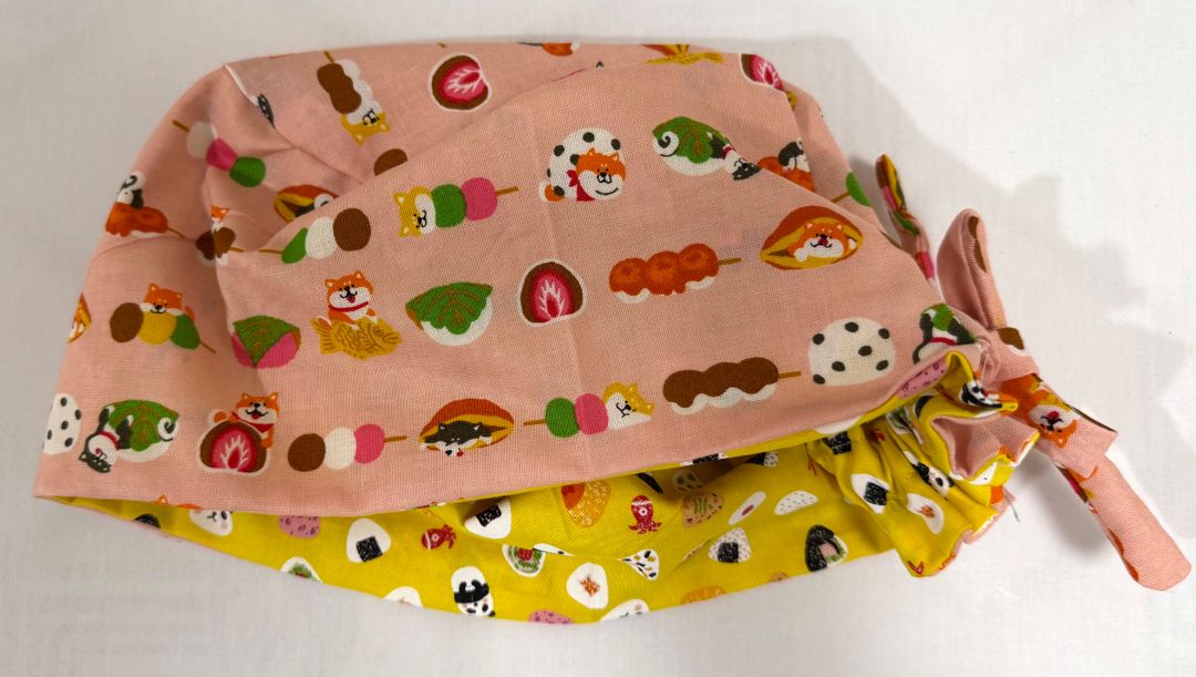 Shiba Inu/ Onigiri Panda Reversible Scrub Cap (Elastic & Tie) 