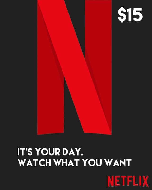 Gift card netflix 15$,16$,20$,30$…