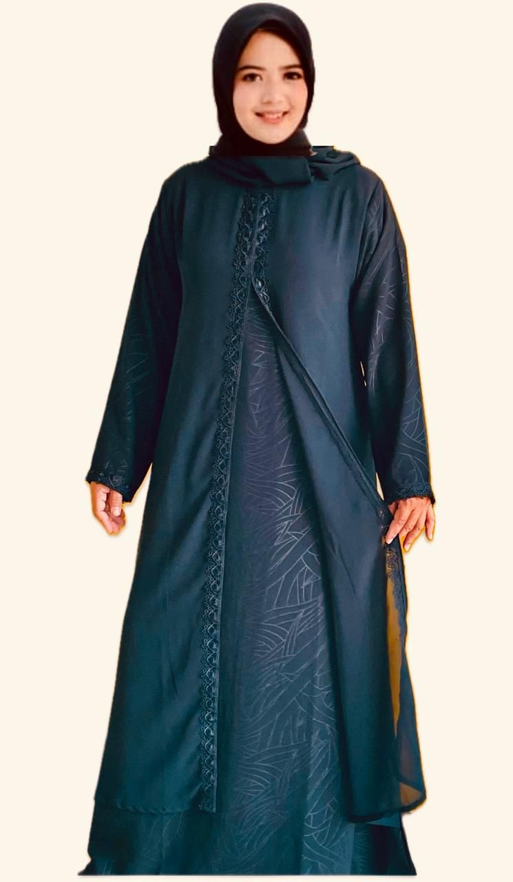 Abaya jet black dua layer 07