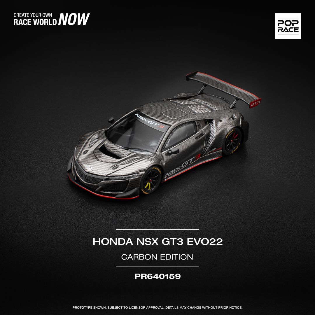 POP RACE MODEL 1/64 HONDA NSX GT3 EVO22 - CARBON EDITION