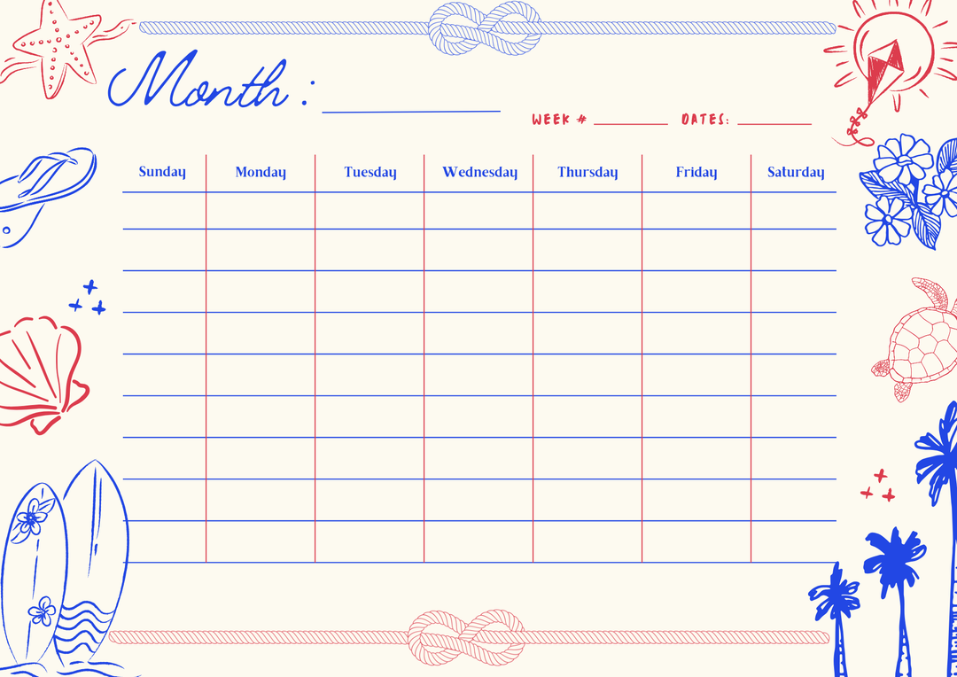 Monthly Planner - Nautical