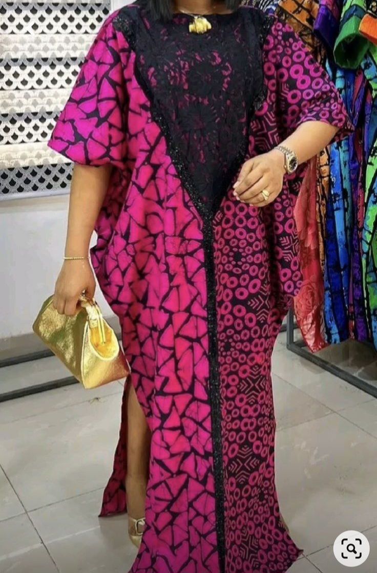 Boubou Africain Rose-noir