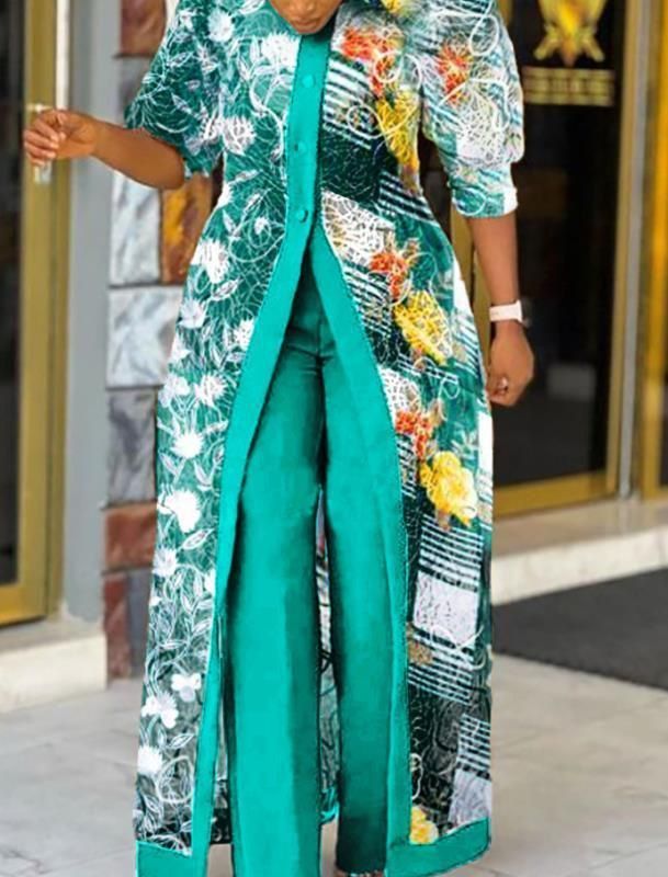 Combinaison couleur Verte avec motif fleur