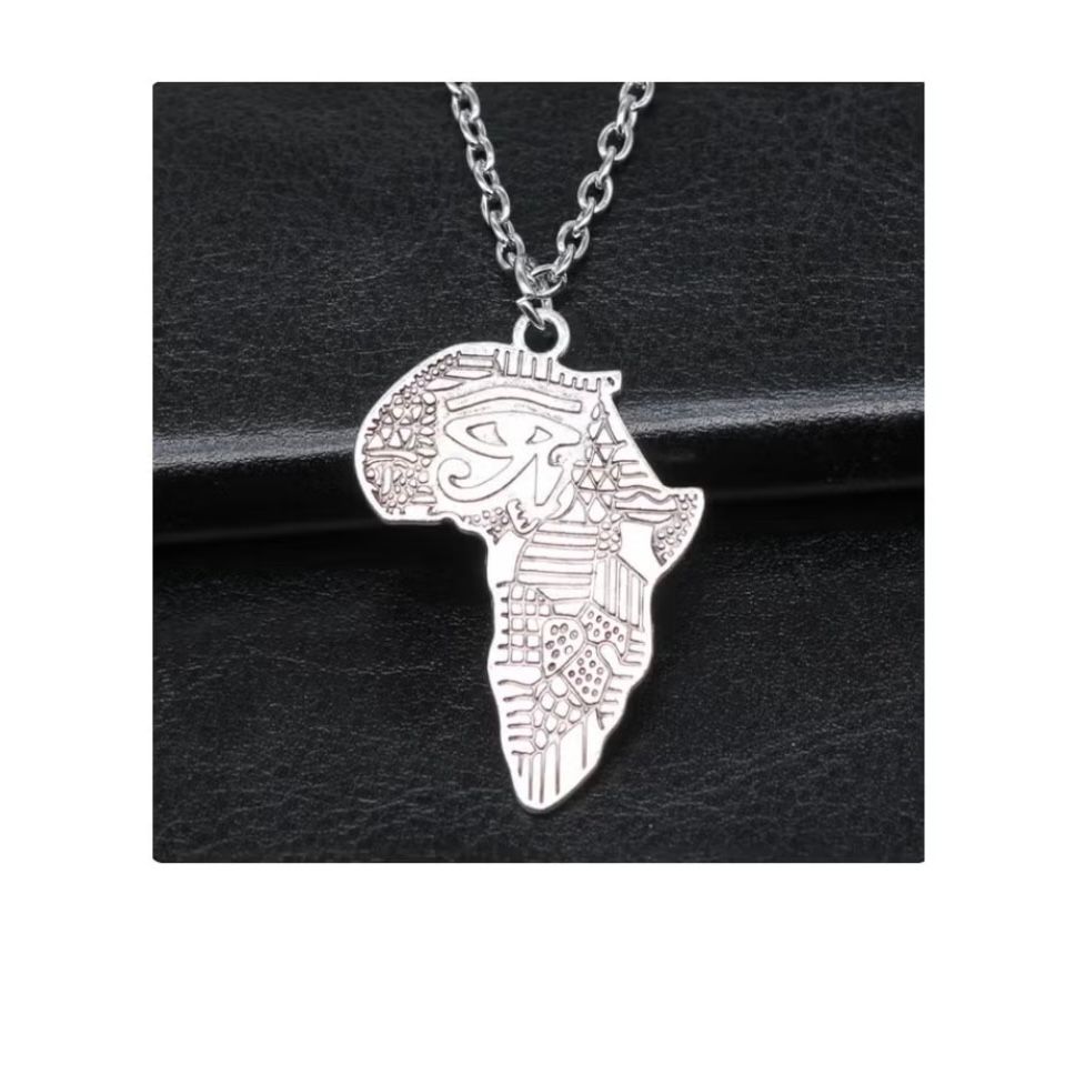 Africa Map Inside Eye Of Horus Necklace