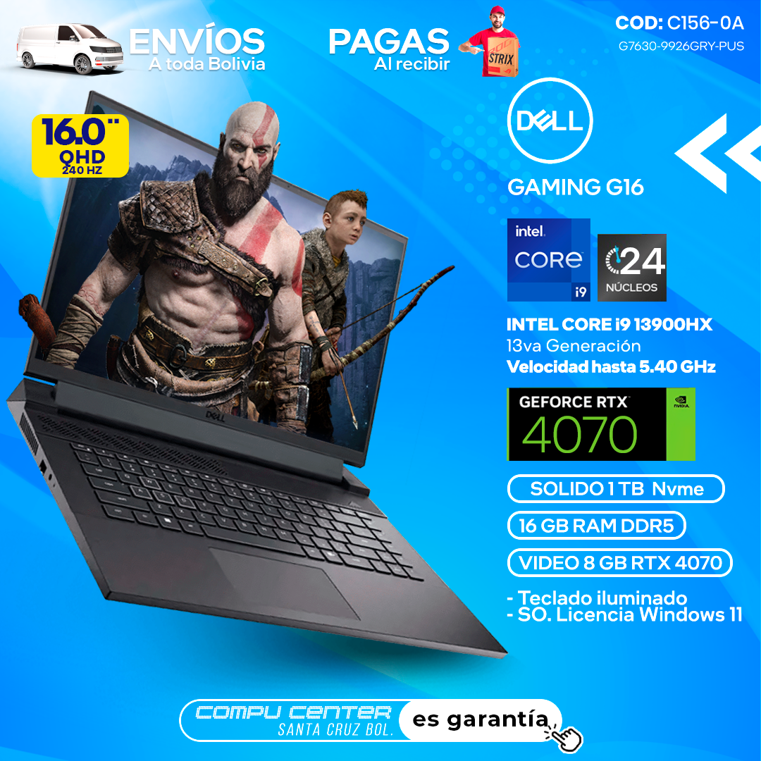 DELL GAMING G16 / CORE i9 13Va Generación / RTX 4070 8 GB