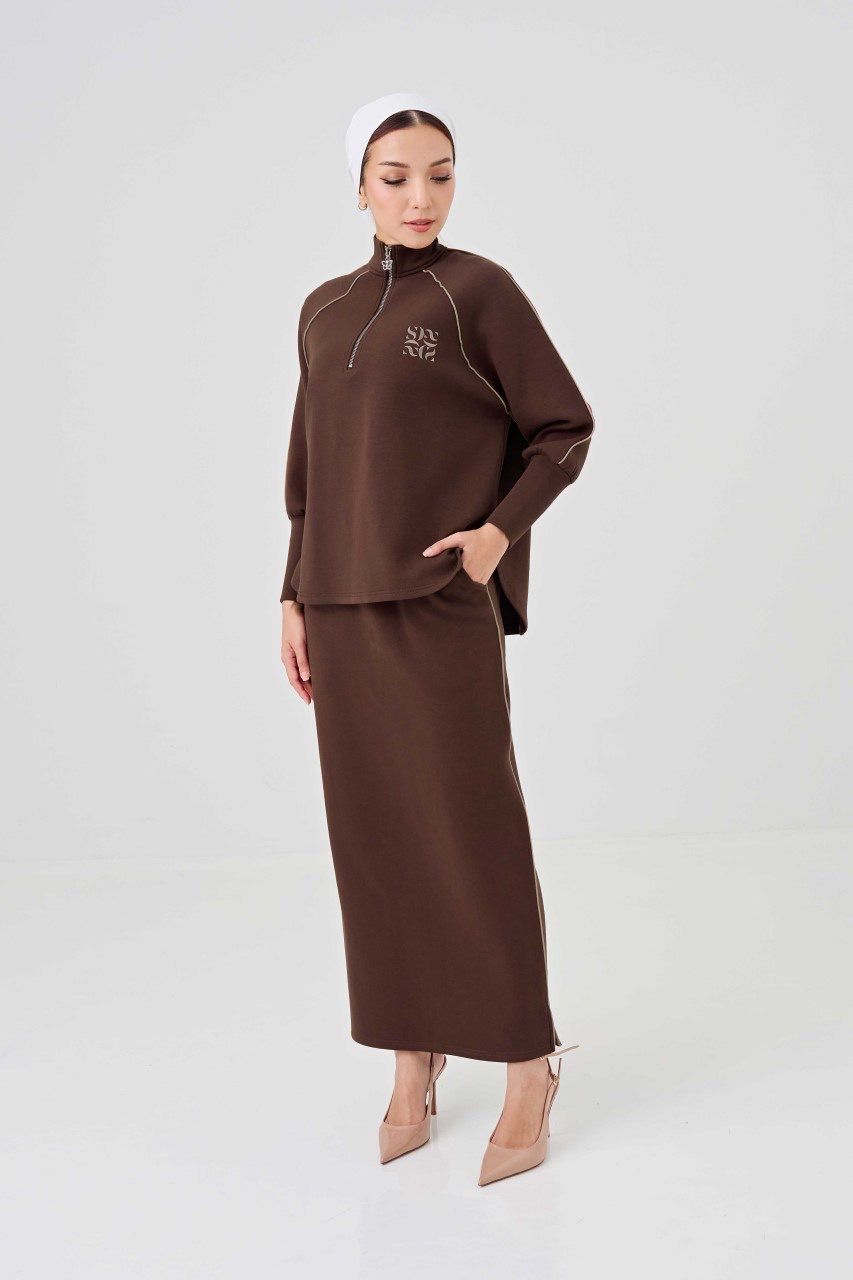 (Pre-order) She Dazzle Avenna Skirt set - Dark Brown