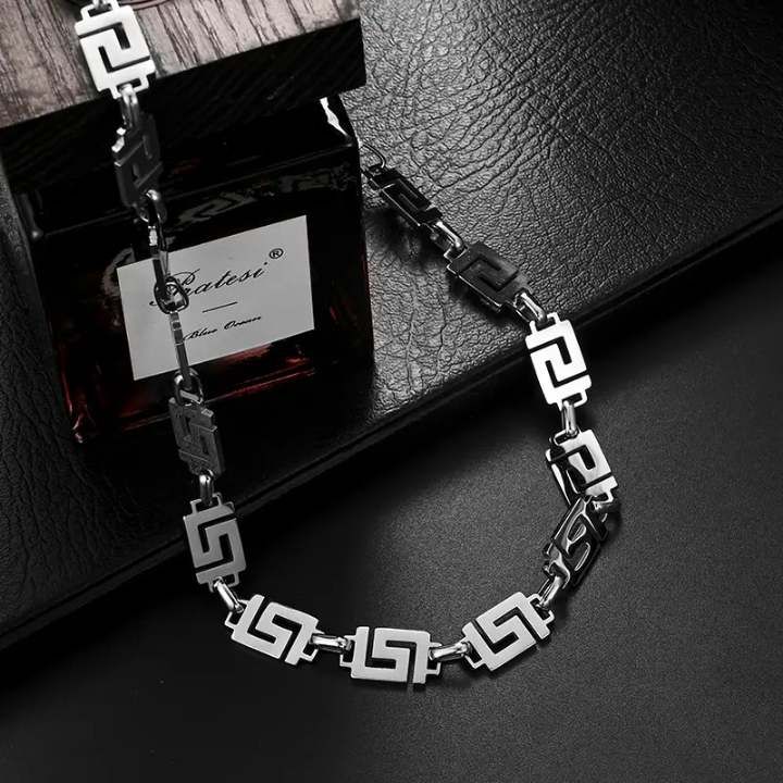 Collier acier inoxydable style grec pour homme – Élégant et résistant