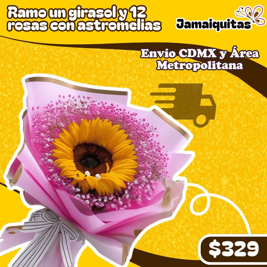 RAMO UN GIRASOL Y NUBE DE COLOR