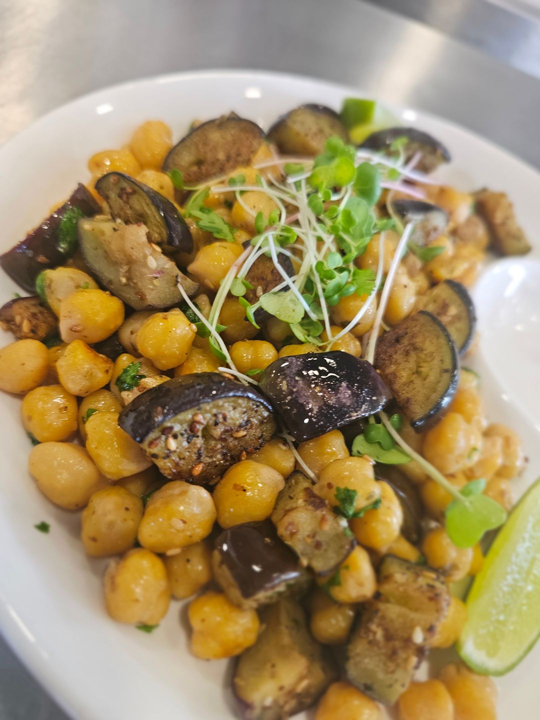 Eggplant & Chickpea Zest Salad 