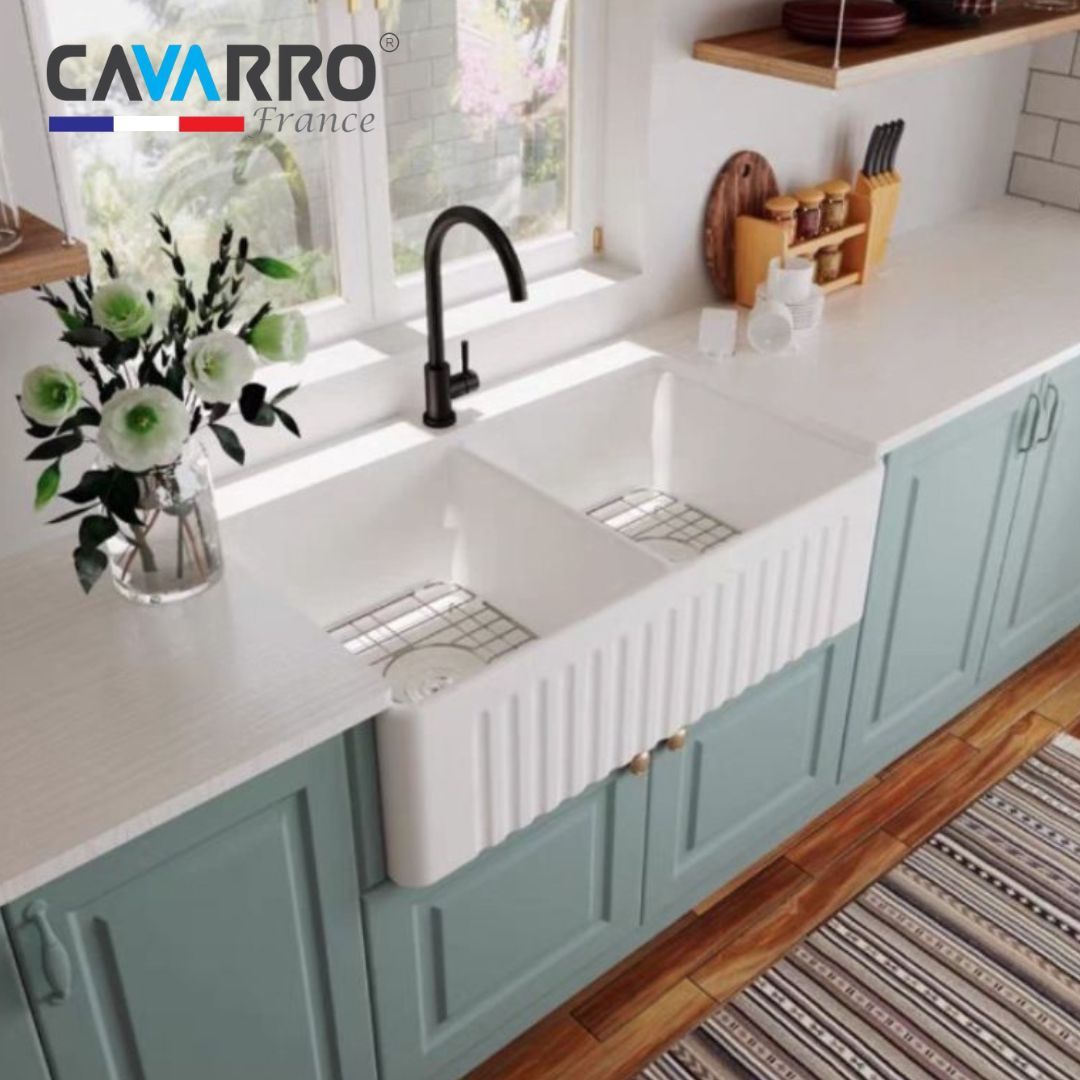 33” Europe Style Double Bowl Farmhouse Kitchen