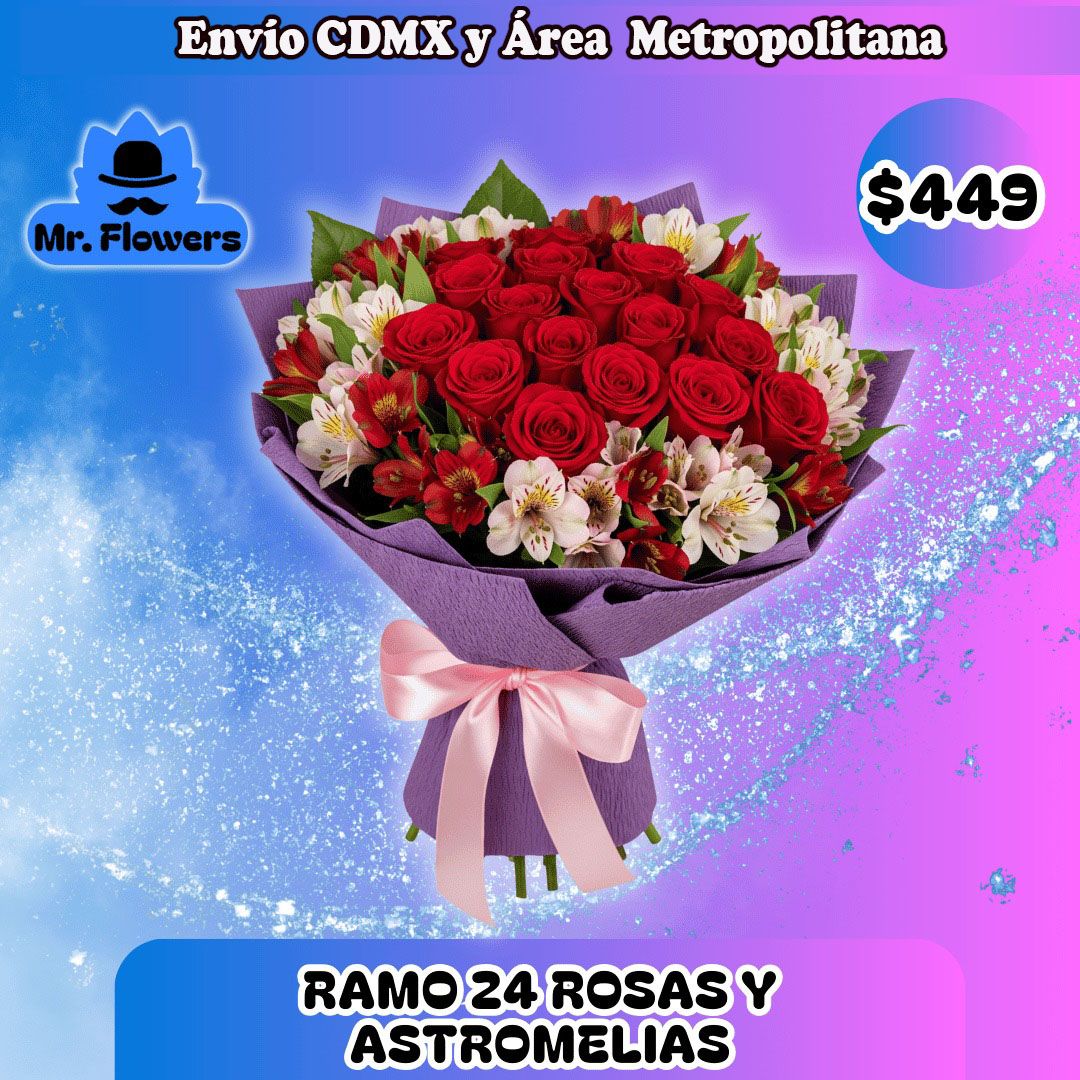 RAMO 24 ROSAS Y ASTROMELIAS