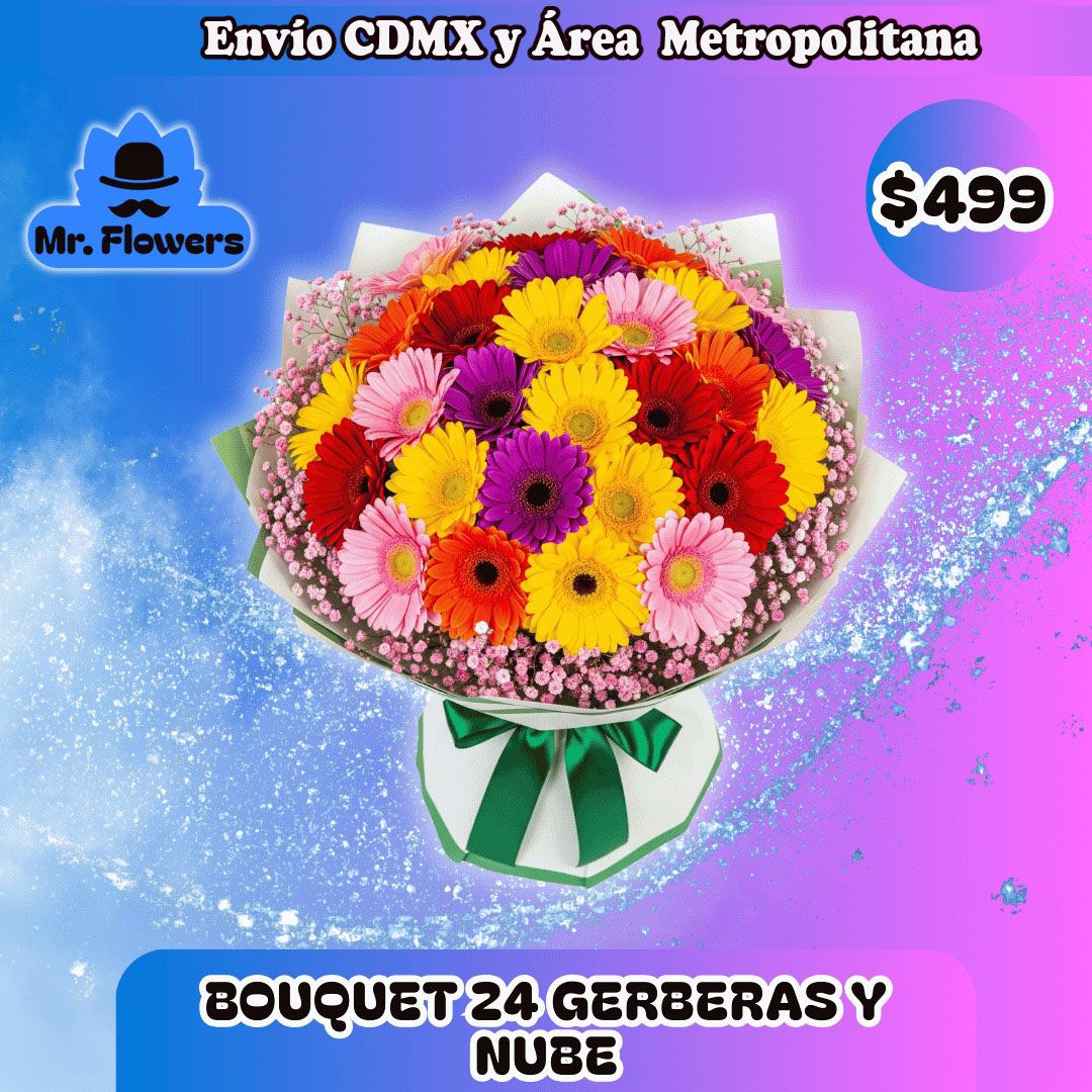 BOUQUET 24 GERBERAS Y NUBE