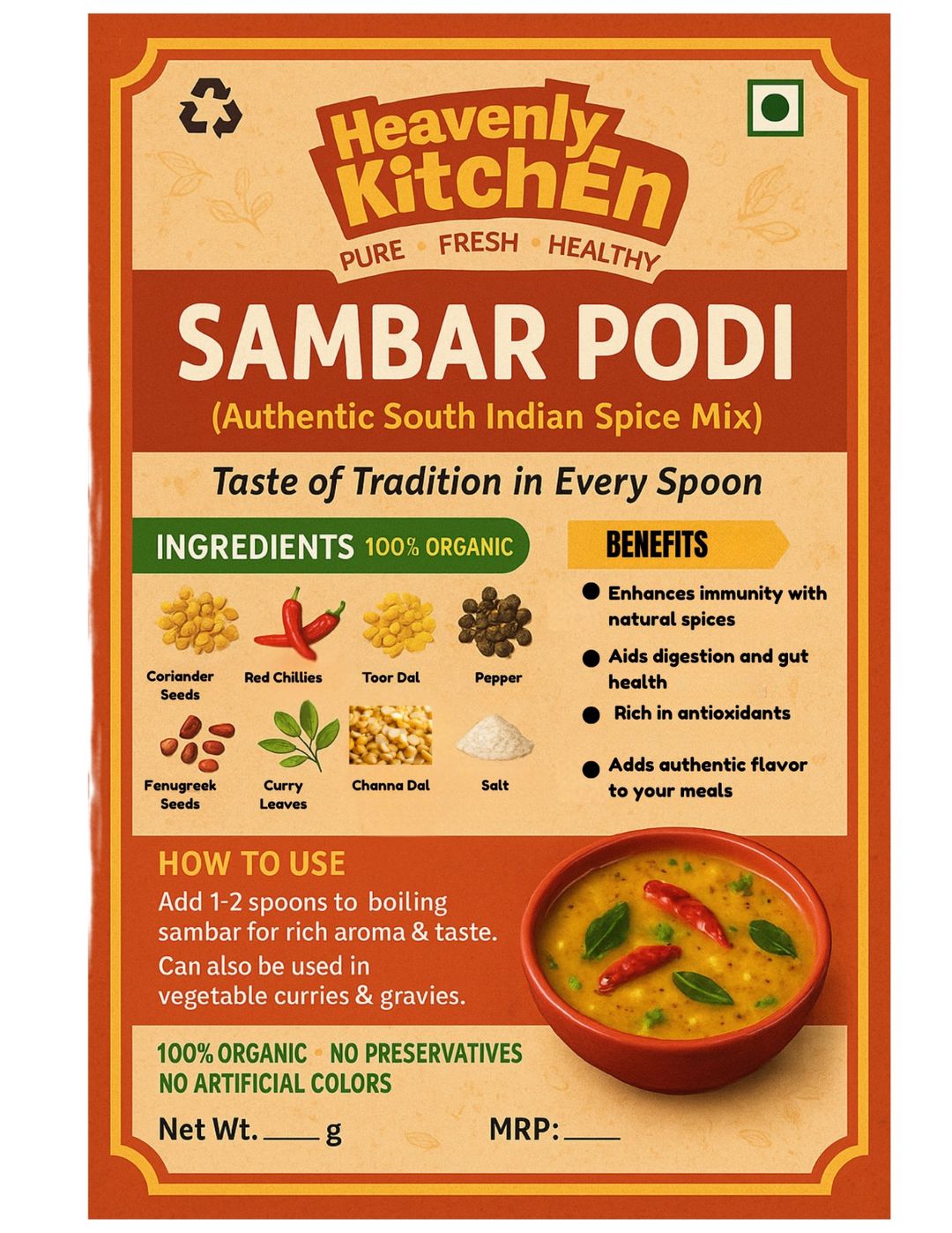 Mom Made Sambar Powder 500gram