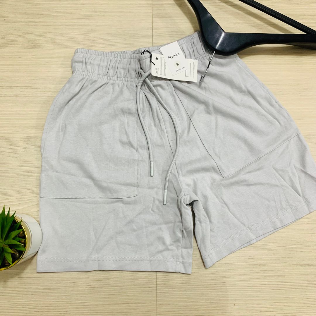 BERSHKA COTTON SHORTS -  GREY