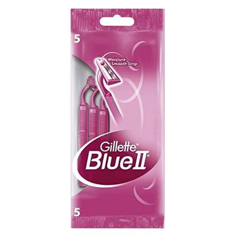Gillette Blue Ii Plus Disposable Razor For Women 5 Pieces جيليت بلو شفرات ازالة الشعر للنساء