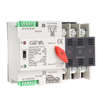 GEYA ATS PC Dual Power Automatic Power Transfer Switch 3 pole 100A 220V 110V Grid