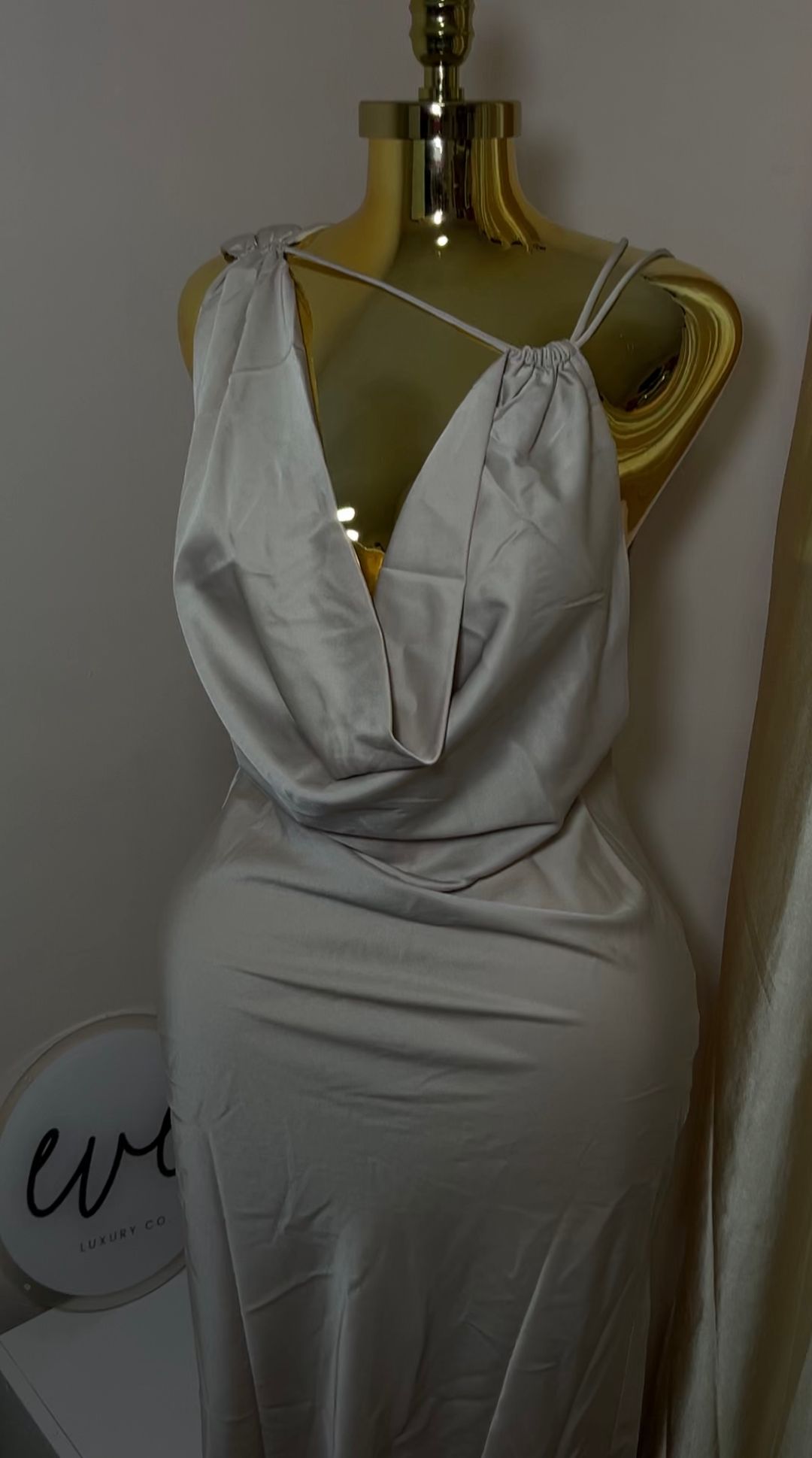 Cream Cowl Neck Dress