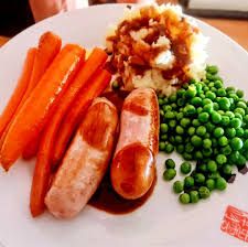 Pork Bangers and mashed potato