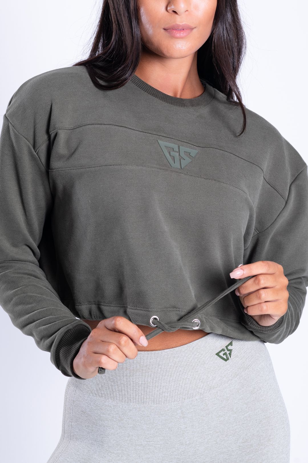 Icon Crop Hoodie (khaki)