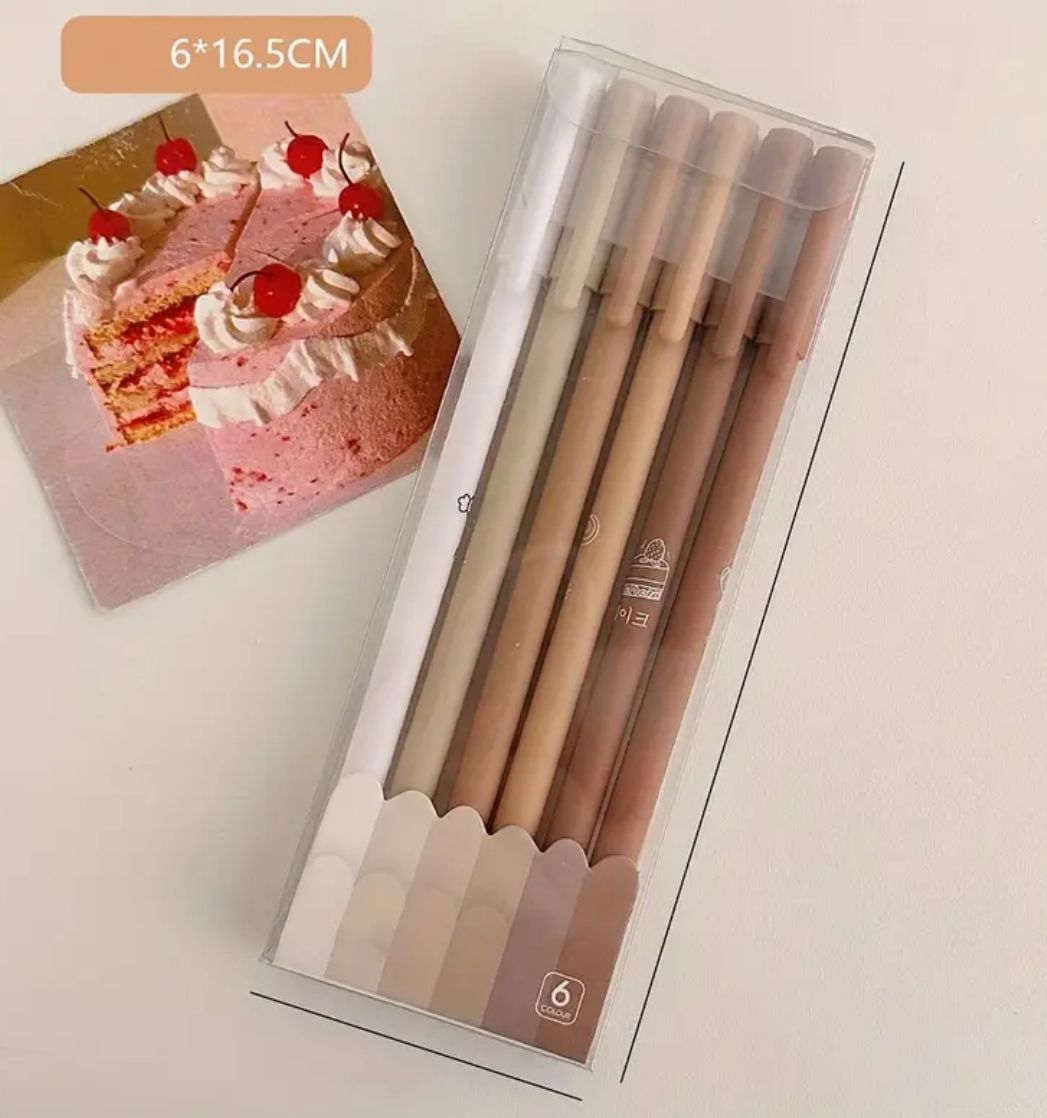 6pcs Brown pen 