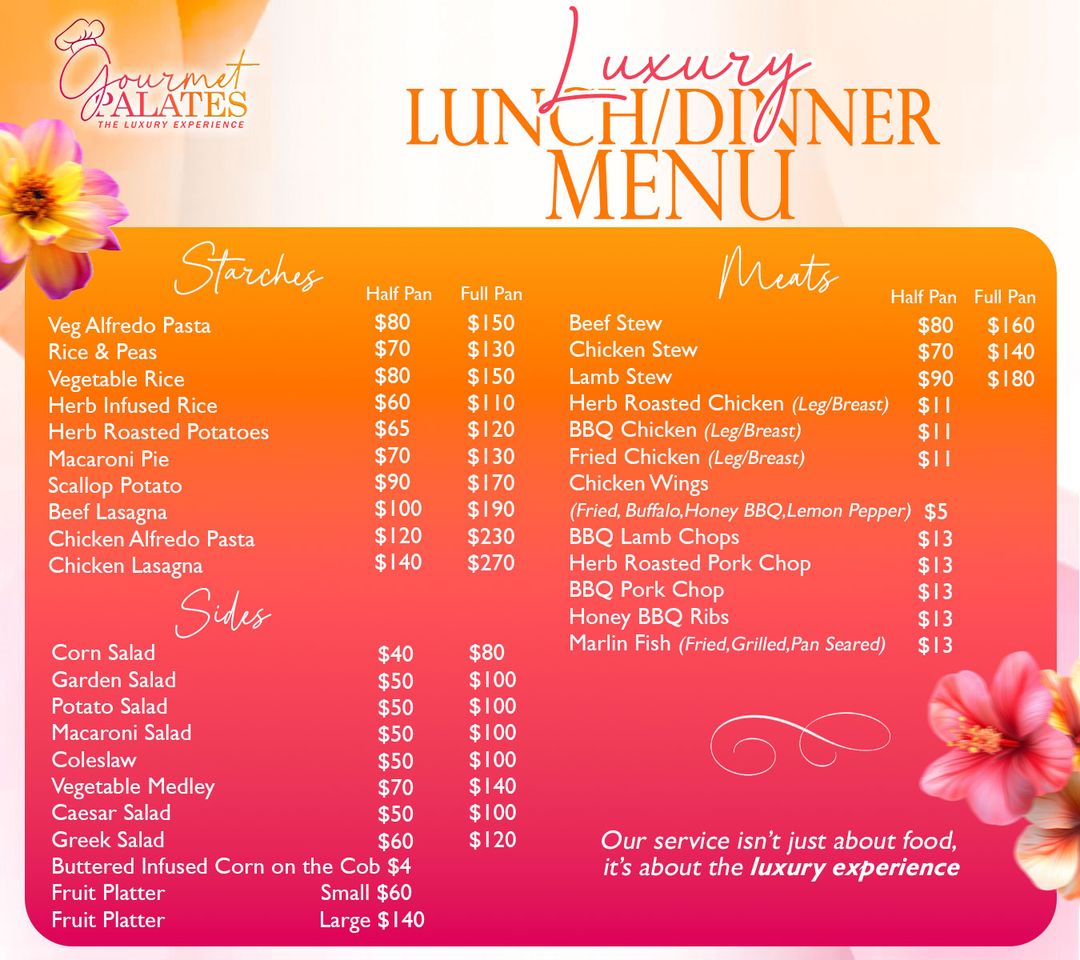 LUXURY LUNCH & DINNER MENU