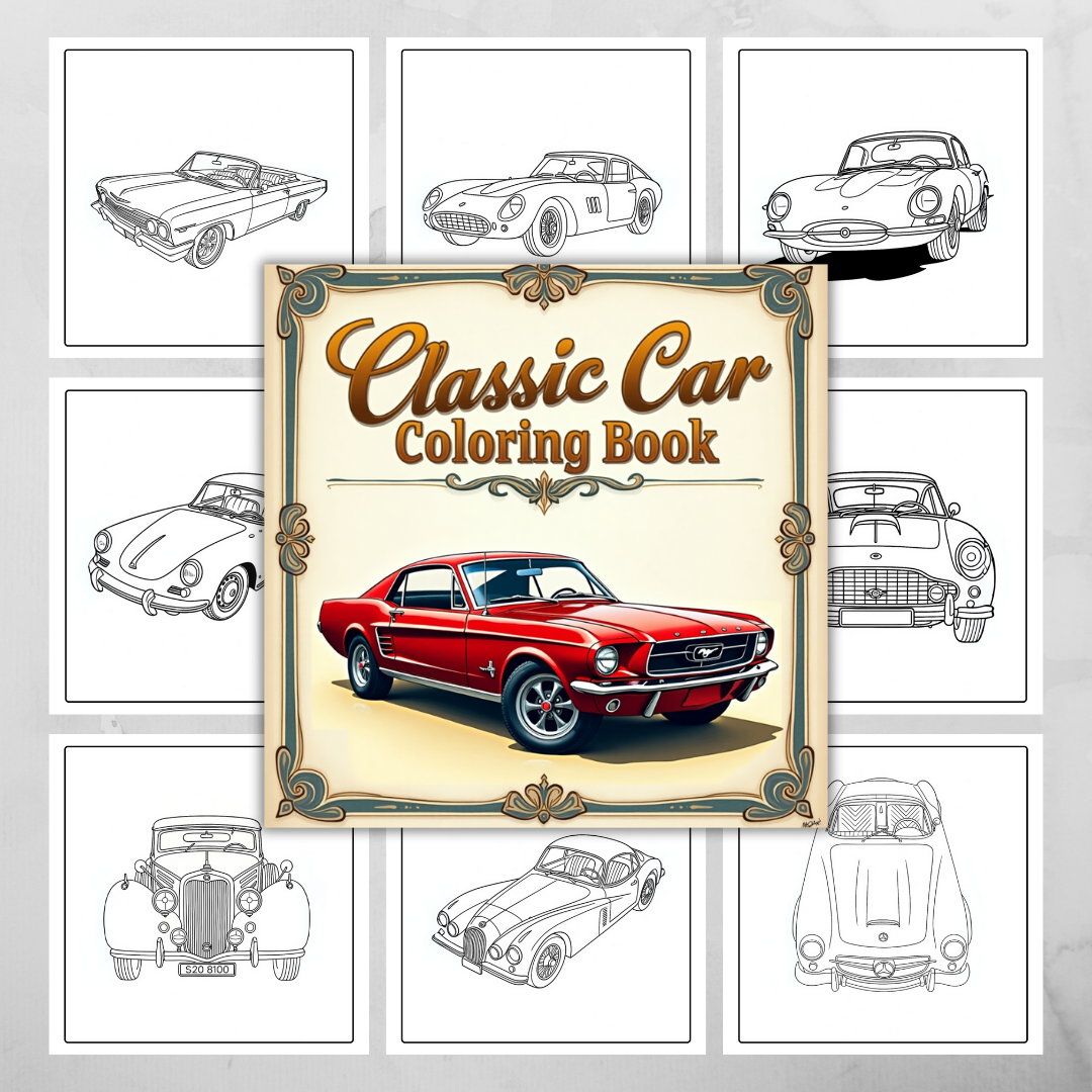 Wilin Digital - 30 Coloring book / Lembar mewarnai Edisi Classic Car